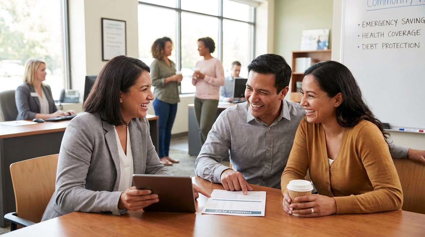 Couple reviewing home renovation plans and financing options together