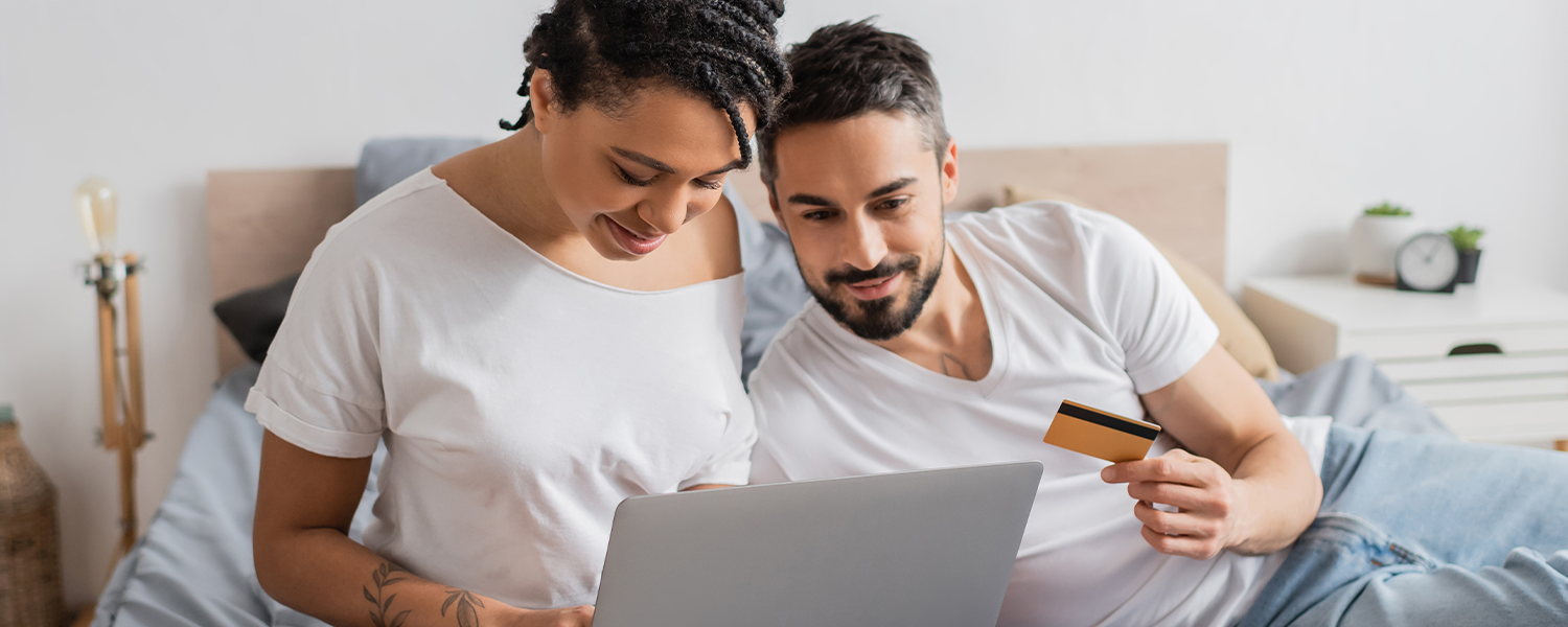 couple cuddling on couch