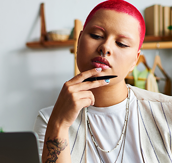 woman thinking pensively