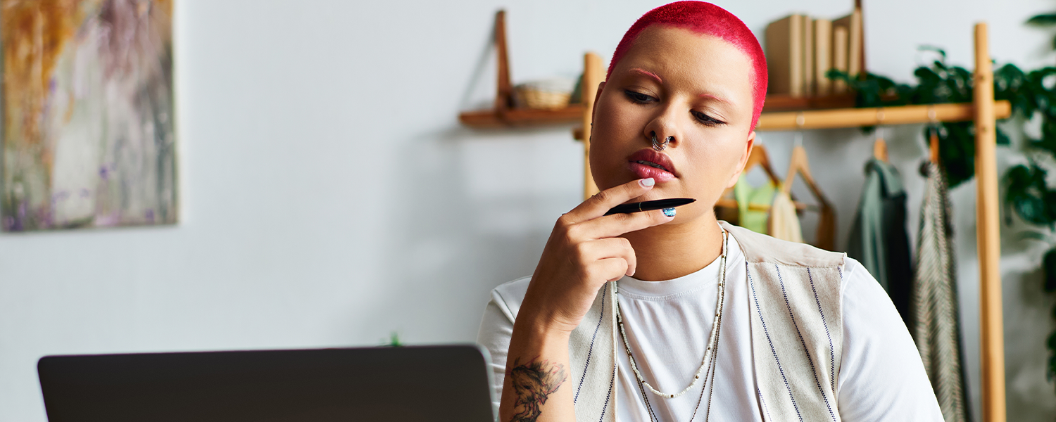 woman thinking pensively