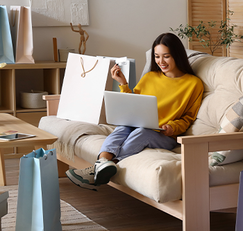 woman sitting on couch