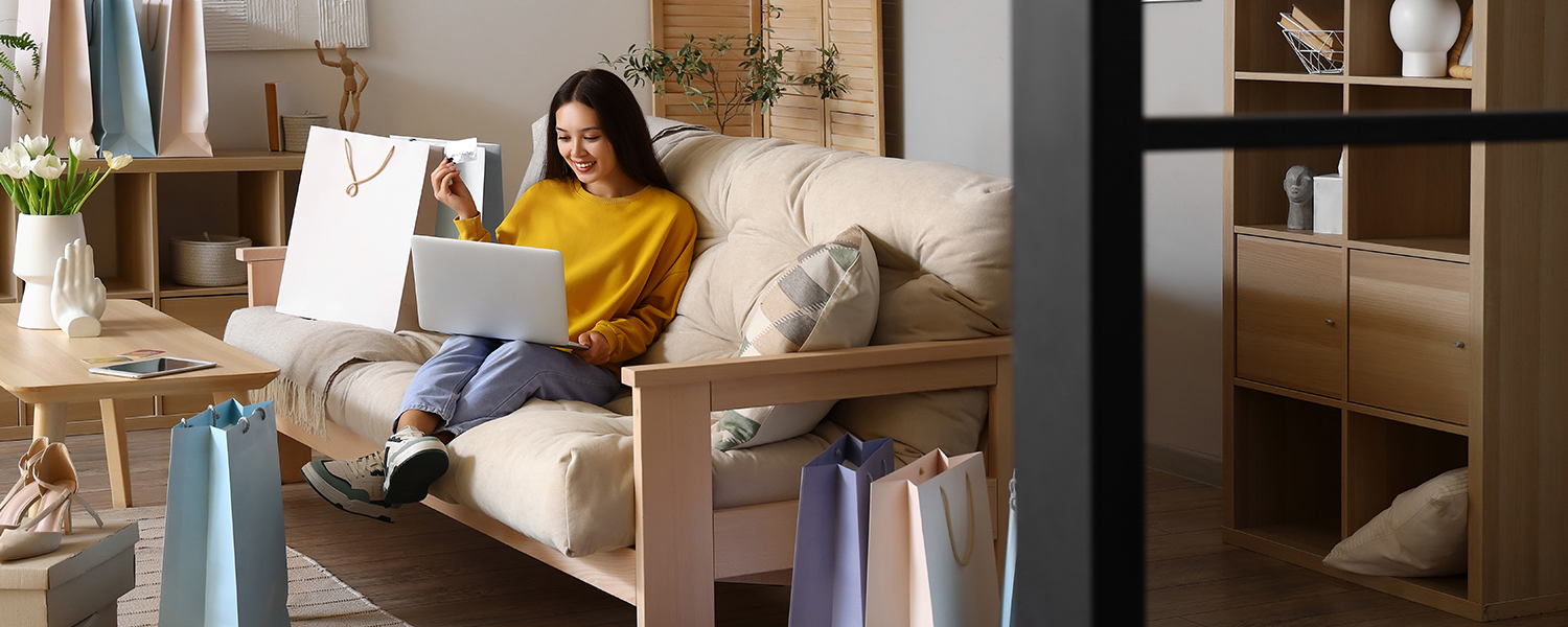 woman sitting on couch