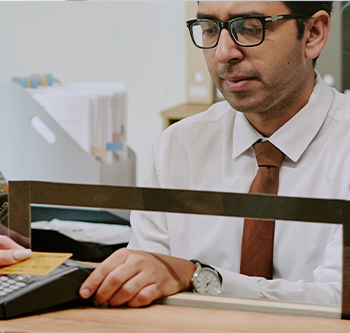 man accepting card payment