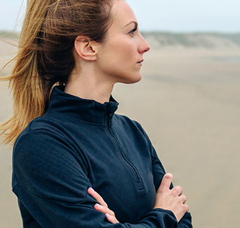 woman staring wistfully