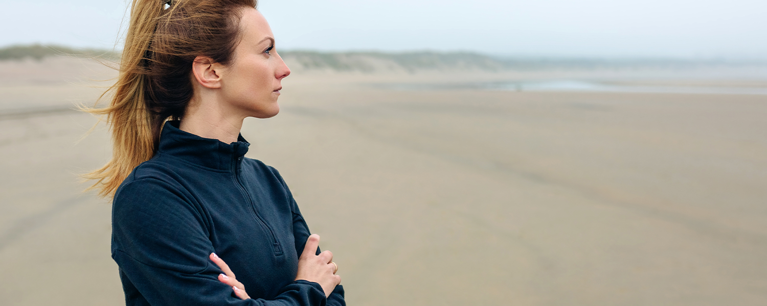 woman staring wistfully