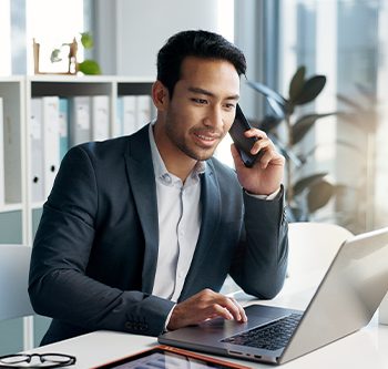 professional man on phone