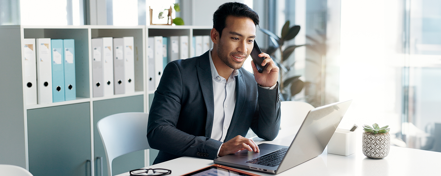 professional man on phone