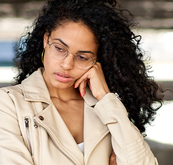 woman looking upset