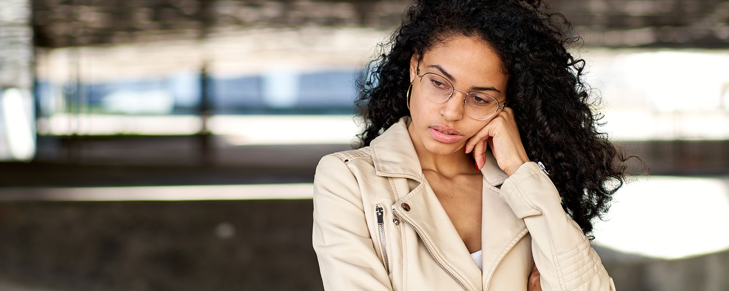 woman looking upset