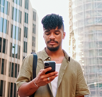 man looking at his phone