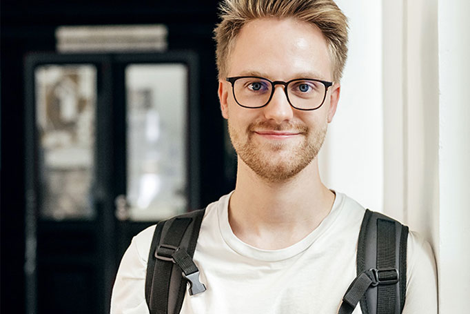 Student standing in school