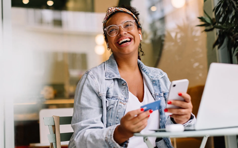 Woman smiling and laughing