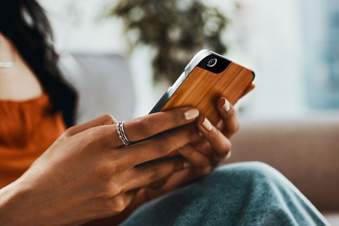 hands holding a mobile device