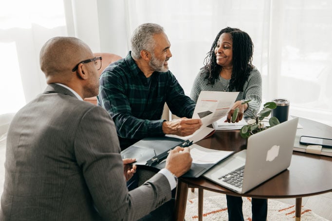 Attorney meeting with clients