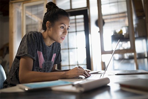 College student on laptop