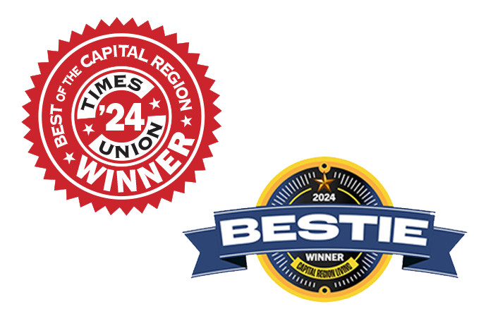 Times Union Best Of 2024 winner badge and Capital Region Living Bestie winner badge